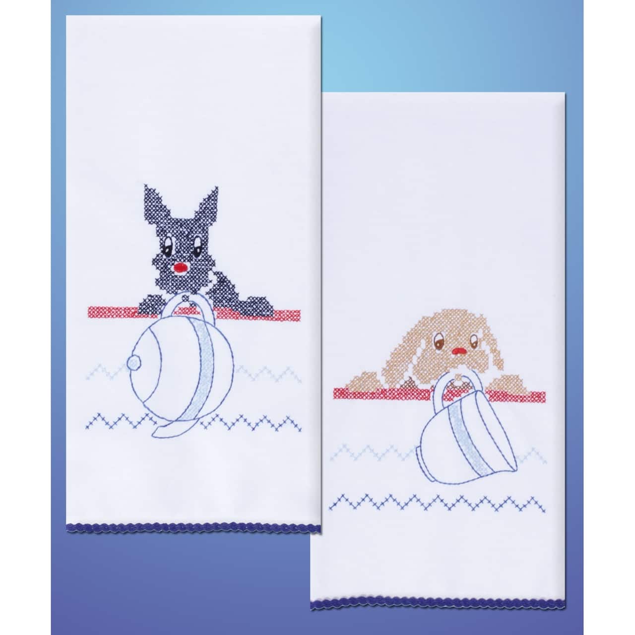 Tobin Dogs Stamped For Embroidery Kitchen Towels